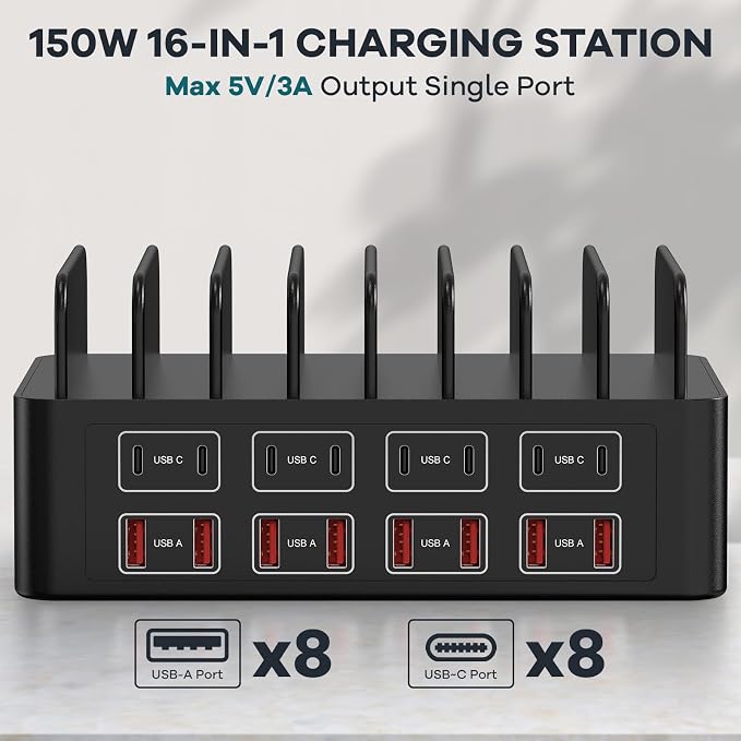 150W/35A Charging Station for Multiple Devices, RUANSZZ 16 Port USB~C Fast - Image 2