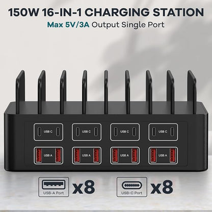 150W/35A Charging Station for Multiple Devices, RUANSZZ 16 Port USB~C Fast - Image 2