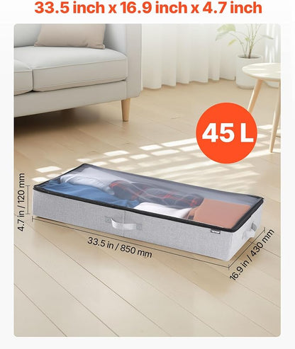 VEVOR Under Bed Storage with Clear Lids, 33.5 x 16.9 x 4.7 Inch, 45L Large - Image 3
