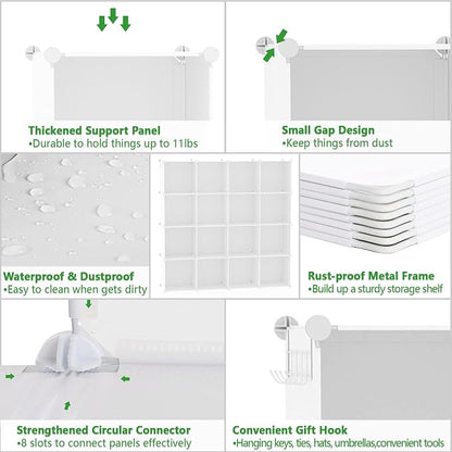 C&AHOME Cube Storage Organizer, 16-Cube Shelves Units, Plastic Storage Cubes - Image 7