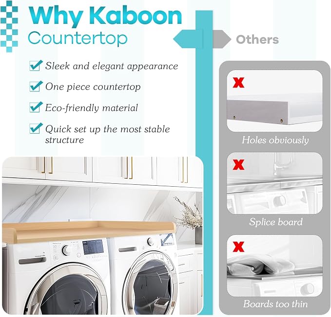 Kaboon Washer Dryer Countertop 58" x 28" Extra Large Version, Melamine - Image 4
