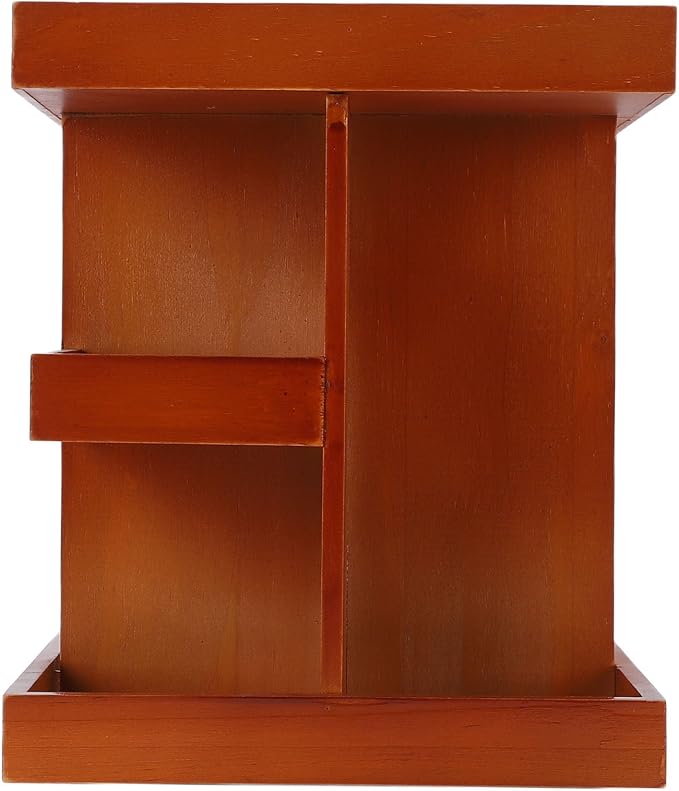 360 Rotating Makeup Organizer Wooden Cosmetic Storage Carousel - Image 2