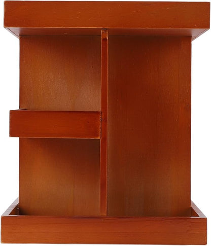 360 Rotating Makeup Organizer Wooden Cosmetic Storage Carousel - Image 2