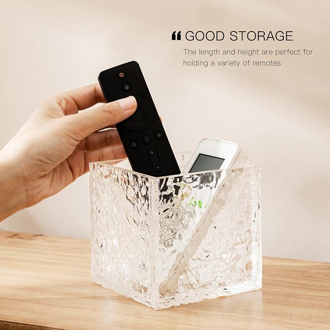 Remote Control Holder, Acrylic Desk Organizer Stone Texture TV Remote Holder - Image 4