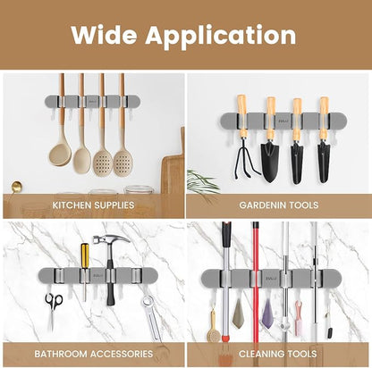 2Pcs Broom Holder Wall Mount, No-Drilling Self-Adhesive Mop and Broom Storage - Image 2