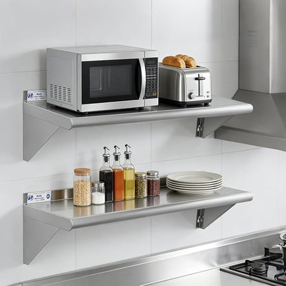 Hally Stainless Steel Shelf Wall Mounted Metal Shelf Wall Shelf 10 x 36 NSF - Image 2