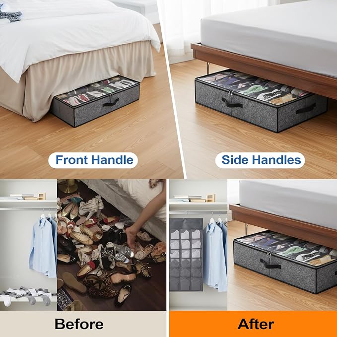 2 pc Sturdy Under Bed Shoe Storage Organizer, Underbed Shoes Closet Storage - Image 6