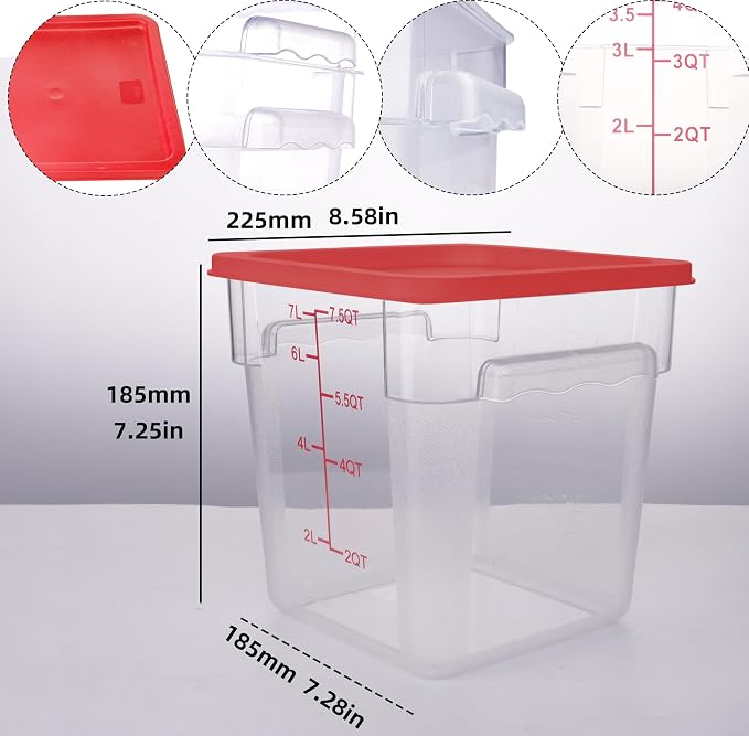 2 Pack RED Square Food Storage Container - Image 2