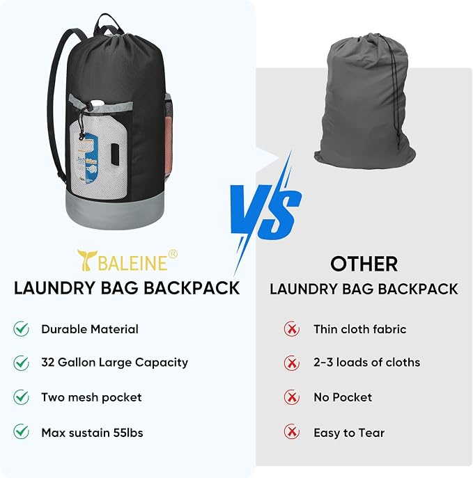 BALEINE 120L Laundry Bag Backpack, 900D Oxford Fabric Large Travel Laundry Bags - Image 6