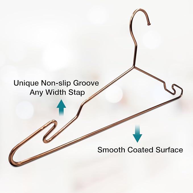 Rose Gold Metal Hangers, Heavy Duty Clothes Hangers - Image 3
