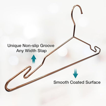 Rose Gold Metal Hangers, Heavy Duty Clothes Hangers - Image 3