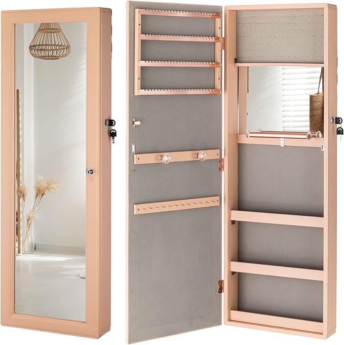 LUXFURNI Jewelry Armoire Organizer, Wall/Door Mounted Cabinet - Image 8