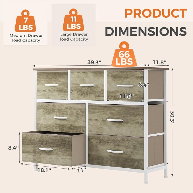 Sweetcrispy 7 Drawer Dresser for Bedroom Storage - Image 3