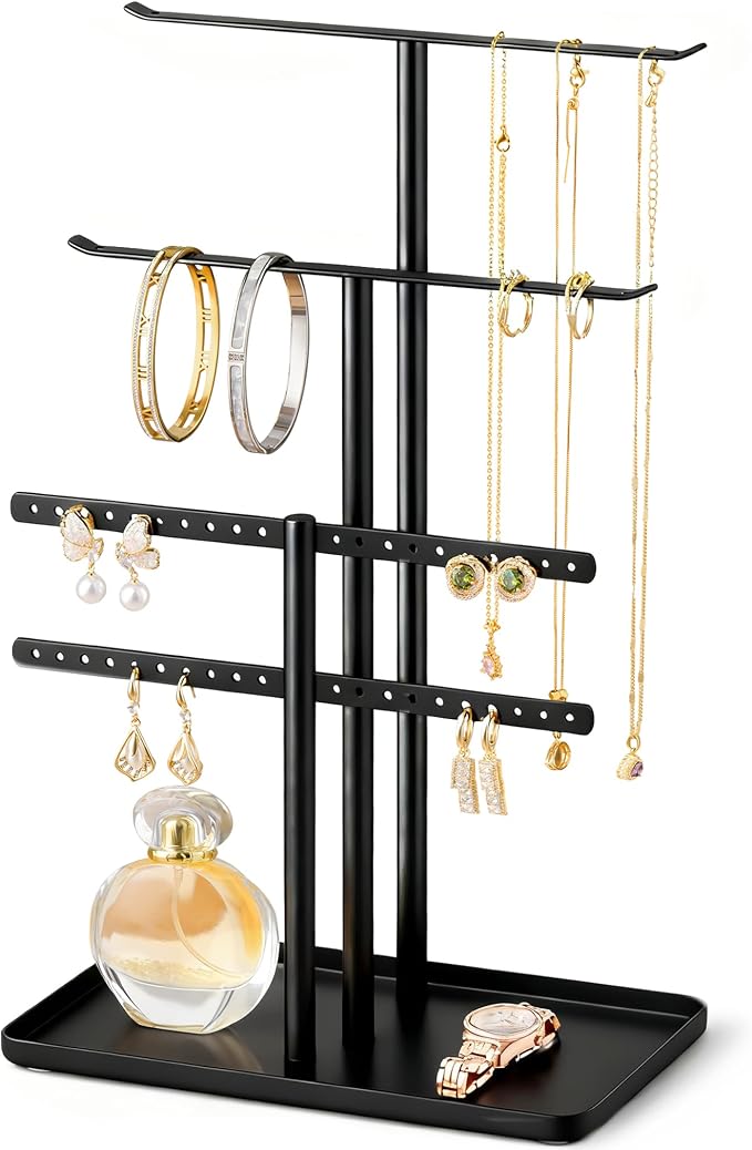 pickpiff Jewelry Stand Organizer, 12.5" Tall Sturdy Metal, 3-Tier Jewelry Holder by pickpiff