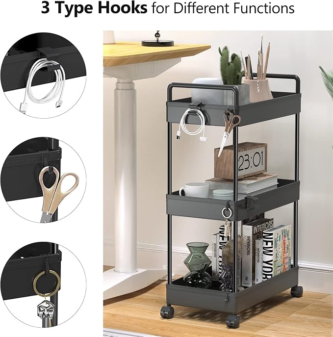 SOLEJAZZ 3 Tier Rolling Storage Cart - Image 3