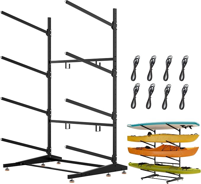 Kayak Storage Rack, Heavy-Duty Outdoor Canoe Rack, Reinforced, and Enhanced by Unknown