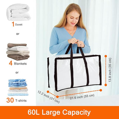 Vieshful 3 Pack Clear Comforter Storage Bag, 60L Clothes Storage Bag - Image 2