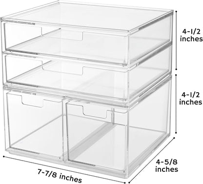 STORi Stackable Desk Organizer Drawers, 4 Multi-size Drawers - Image 2