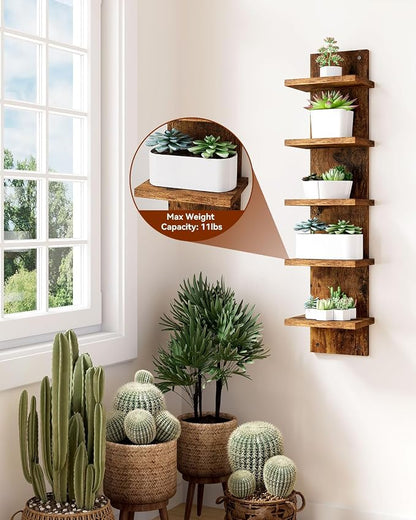 IBUYKE 5 Tier Wall Shelf Unit, Decorative Wall Mount Vertical Shelving - Image 5