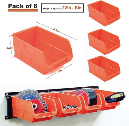 Wallmaster 8-Bin Storage Bins Garage Rack System 2-Tier Orange Tool Organizers - Image 3