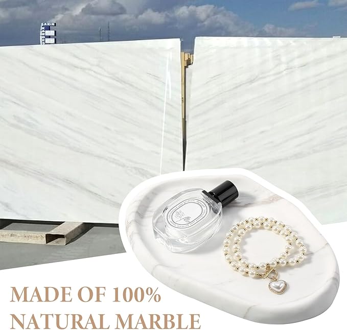 Koville Luxurious Natural White Marble Vanity Tray, Cloud Shape Serving Stone - Image 4