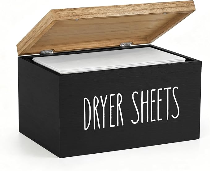 Dahey Dryer Sheet Holder with Lid Wooden Laundry Sheet Container Dispenser by Dahey