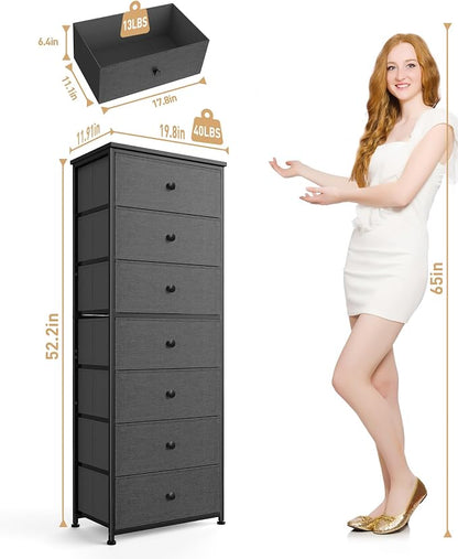 Mifuro Tall Fabric Dresser for Bedroom, Vertical Storage Organizer Tower - Image 3