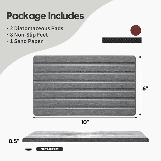 2PCS Water Absorbing Stone Drying Tray Mat - Image 3