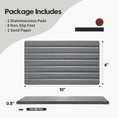 2PCS Water Absorbing Stone Drying Tray Mat - Image 3
