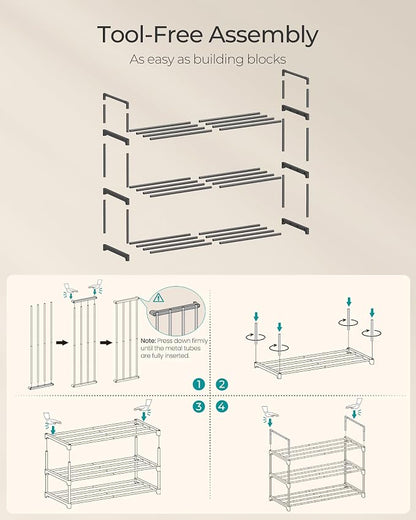 SONGMICS Shoe Rack, 3-Tier Shoe Organizer, Metal Storage Shelf, Upright or - Image 5
