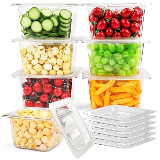 VOISEN 6 Pack Plastic Food Pan by VOISEN