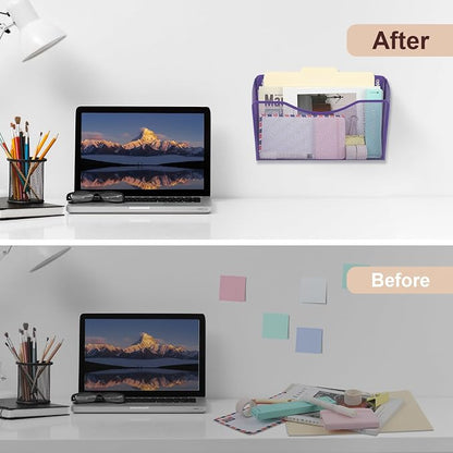 EASEPRES 3 Single Pocket Mesh Hanging File Organizer, Vertical Wall Mounted - Image 2