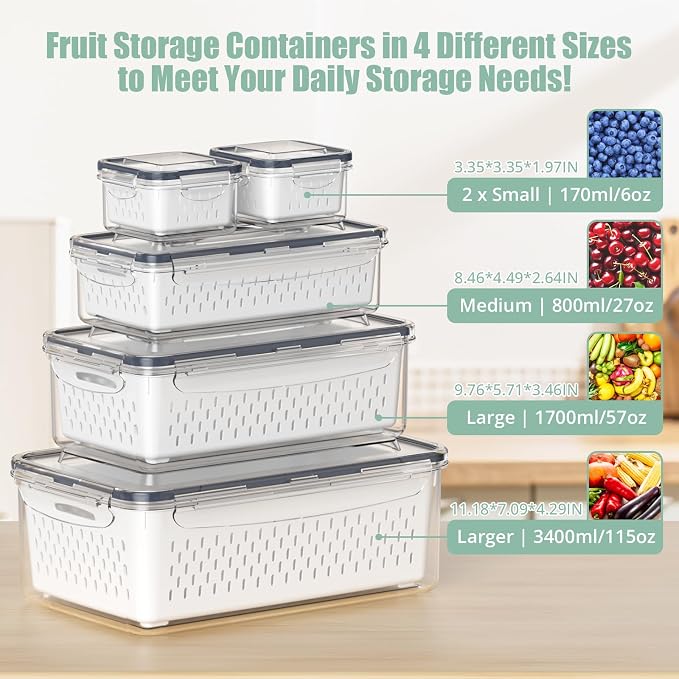 5 Pcs Fruit Storage Containers For Fridge - Image 2