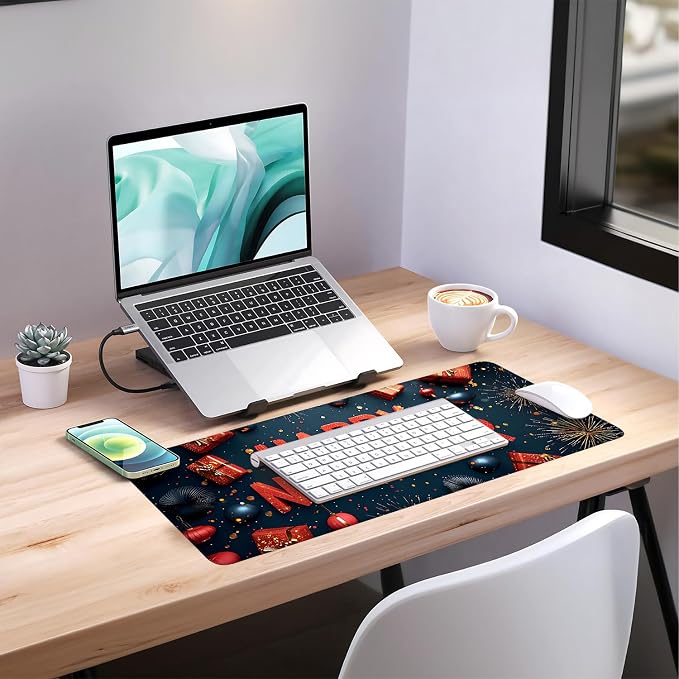Happy New Year Gaming Mouse Pad 31.5"x11.8"Desk Mat Anti-Slip Rubber Base & - Image 7