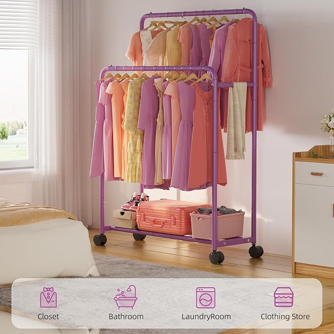 Simple Trending Clothing Clothes Rack Double Rods - Image 2