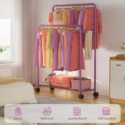 Simple Trending Clothing Clothes Rack Double Rods - Image 2