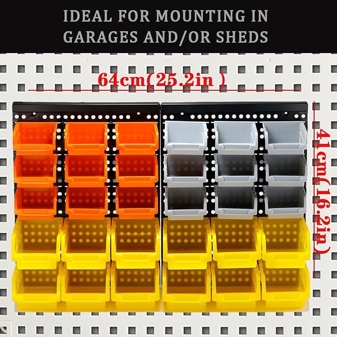 30-Bin Wall Mounted Storage Bins Kit, Tool Organizer Rack, Garage Hardware - Image 2