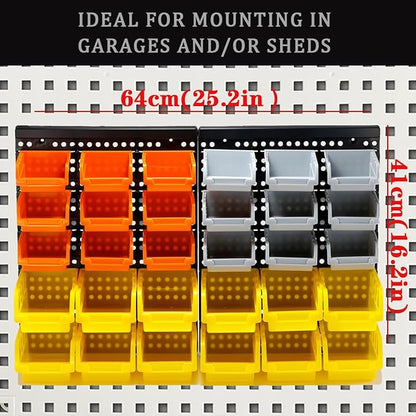 30-Bin Wall Mounted Storage Bins Kit, Tool Organizer Rack, Garage Hardware - Image 2