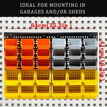 30-Bin Wall Mounted Storage Bins Kit, Tool Organizer Rack, Garage Hardware - Image 2