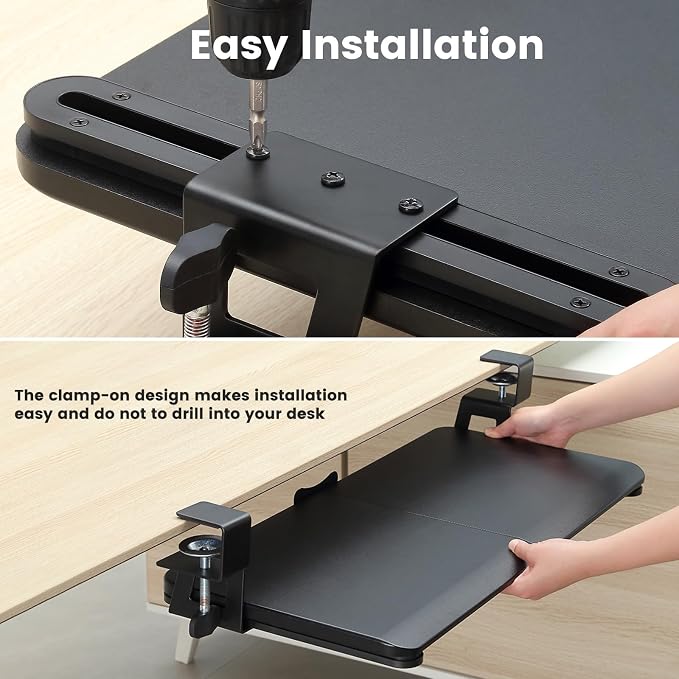 Keyboard Tray Under Desk, Slide Out Computer Keyboard & Mouse Tray - Image 6