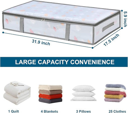 2 Pack Under Bed Storage Containers Bins, Humid-Proof Plastic Underbed Storage - Image 2