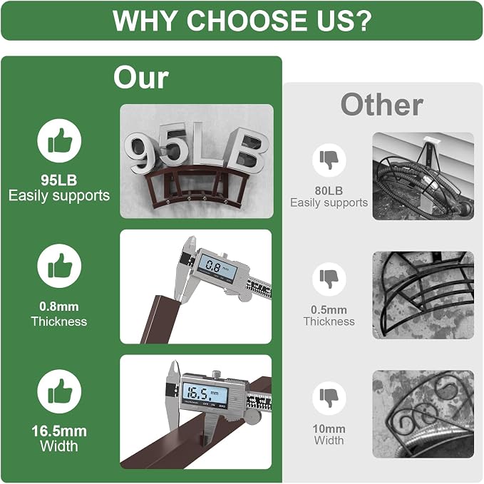 2 Pack Garden Hose Holder Wall Mounted, Outdoor Heavy Duty Metal Water Hose - Image 3