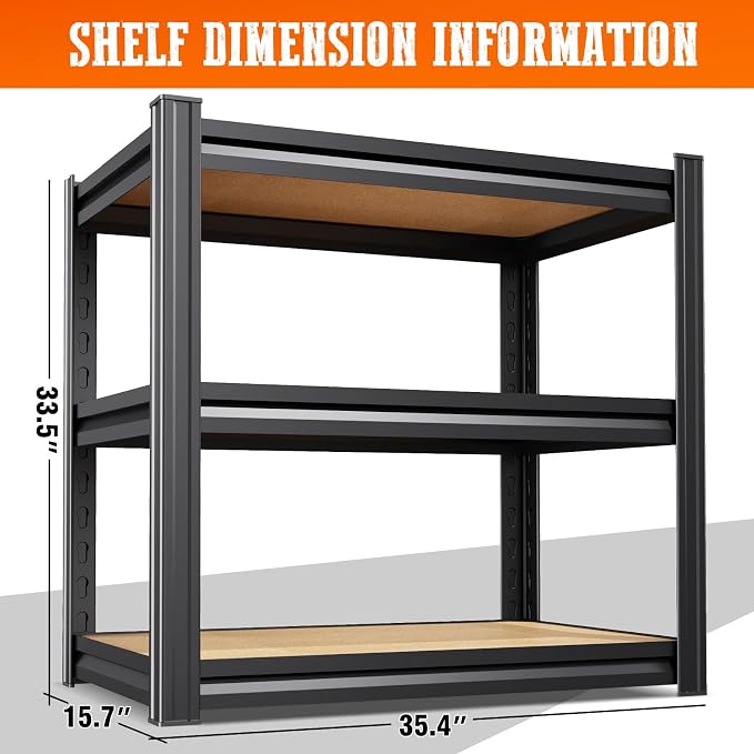 5 Pack Garage Shelving Heavy Duty 3T Storage Shelves, Metal Adjustable Shelving - Image 2