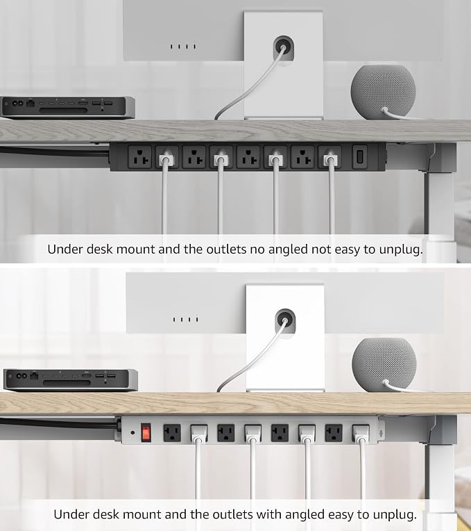 CCCEI Corner Mount Angle Power Strip, Under Cabinet Heavy Duty 8 Outlets Power - Image 7