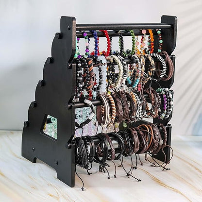 Wooden Bracelet Holder 8 Tier Jewelry Bracelet Display Stand, Portable Organizer - Image 2