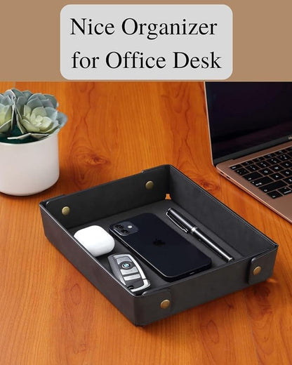 CASIRENA Father's Day Gifts Faux Leather Valet Tray Organizer - Image 6