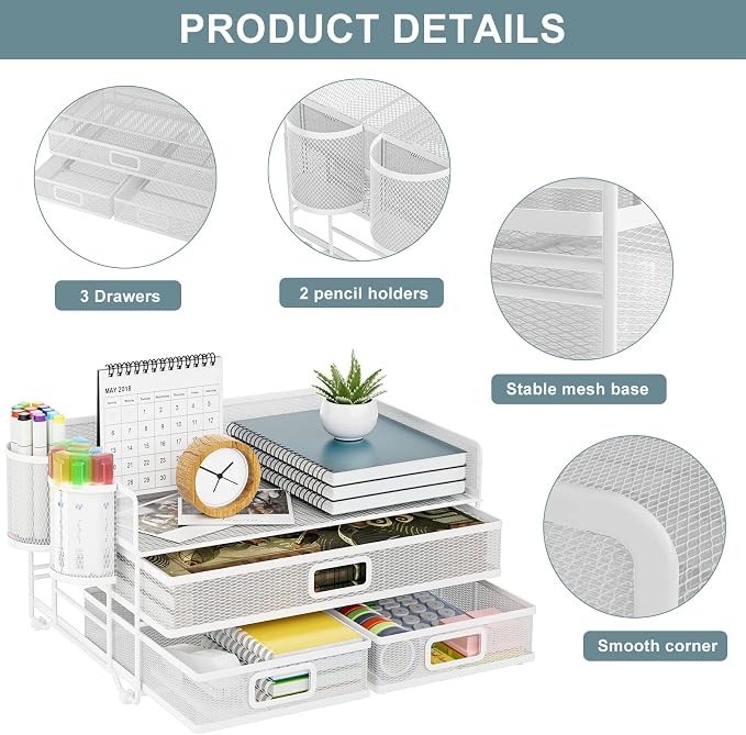 Marbrasse 3 Tier Mesh Desk Organizer - Image 3