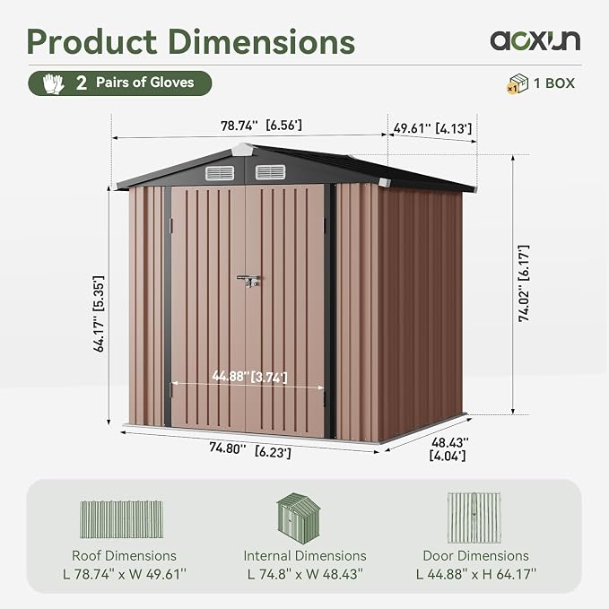 Aoxun 6.2x4 FT Shed Outdoor Storage Shed - Image 2