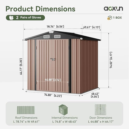 Aoxun 6.2x4 FT Shed Outdoor Storage Shed - Image 2