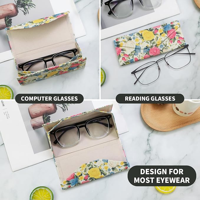 Foldable Glasses Case, Magnetic PU Leahter Sunglasses Case, Cute Hard Shell - Image 2